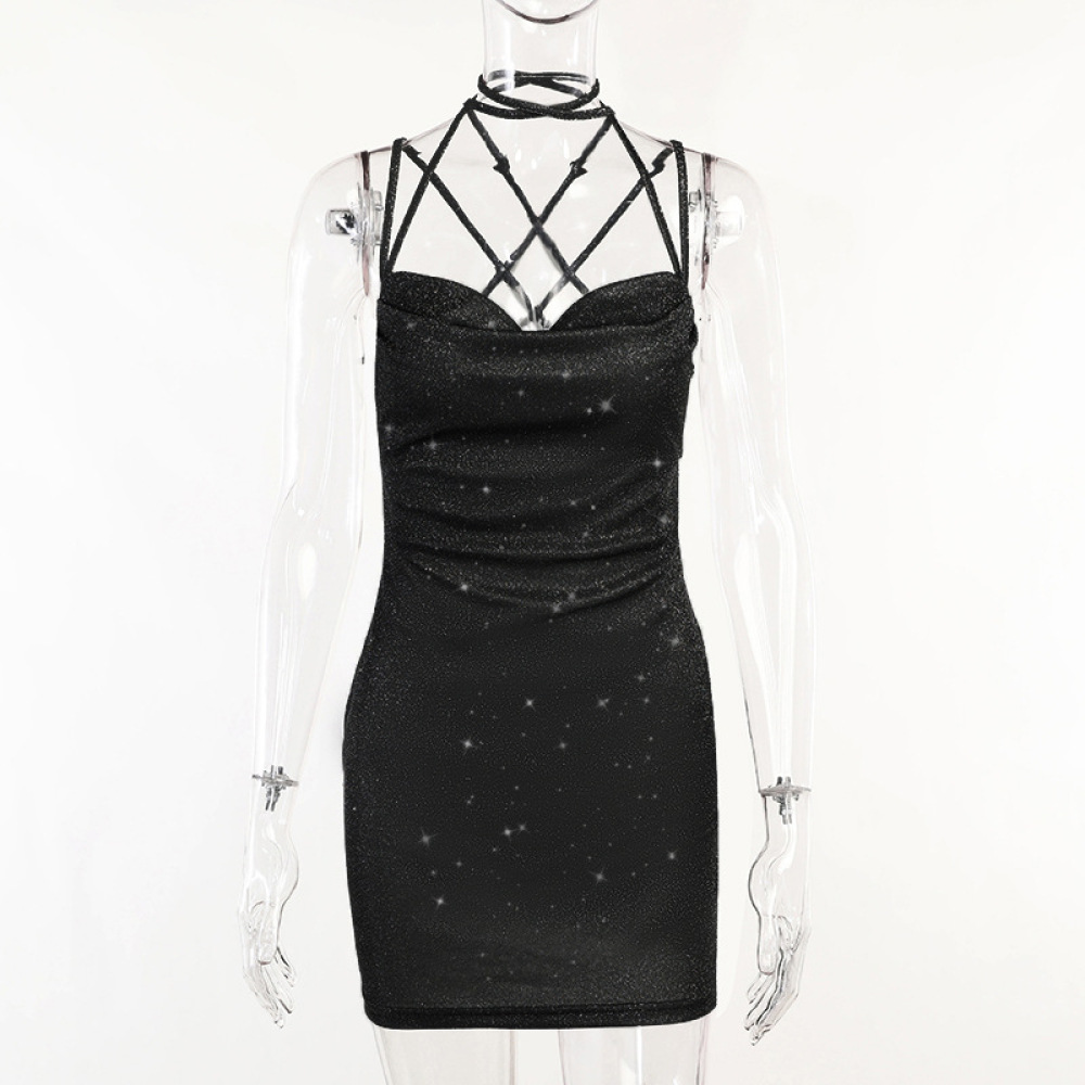 Knit Spaghetti Strap Open Back Mini Dress