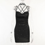 Knit Spaghetti Strap Open Back Mini Dress
