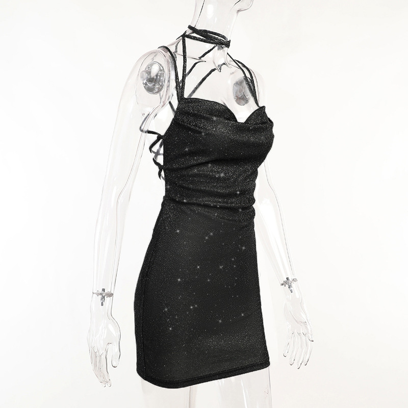 Knit Spaghetti Strap Open Back Mini Dress