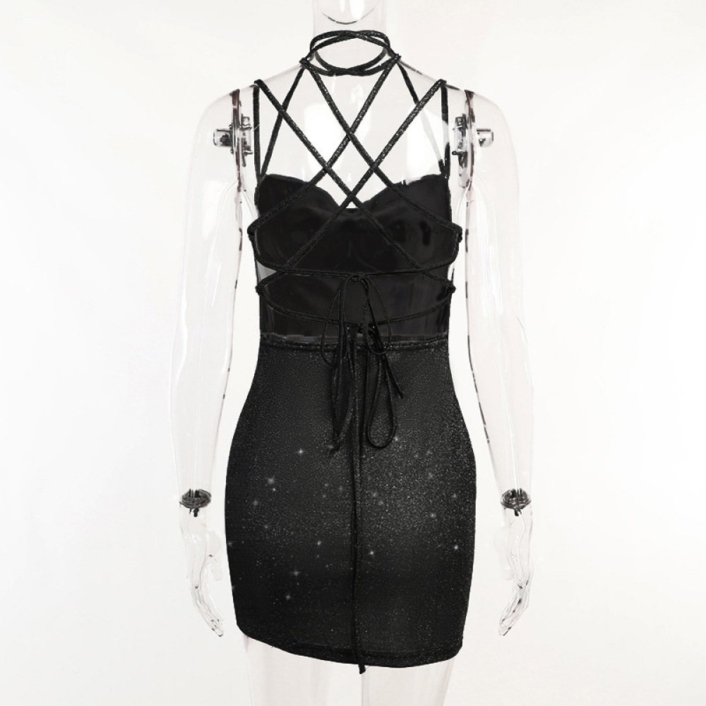 Knit Spaghetti Strap Open Back Mini Dress