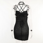 Knit Spaghetti Strap Open Back Mini Dress