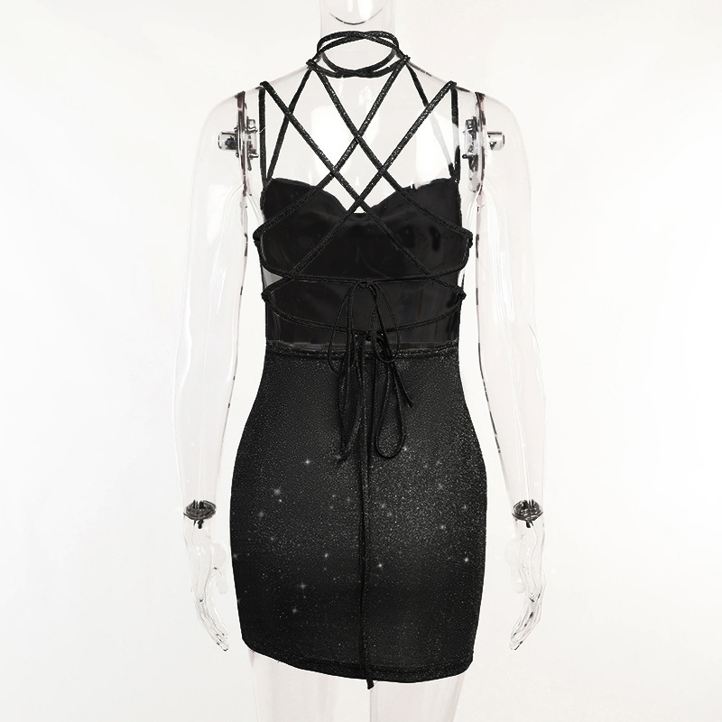 Knit Spaghetti Strap Open Back Mini Dress