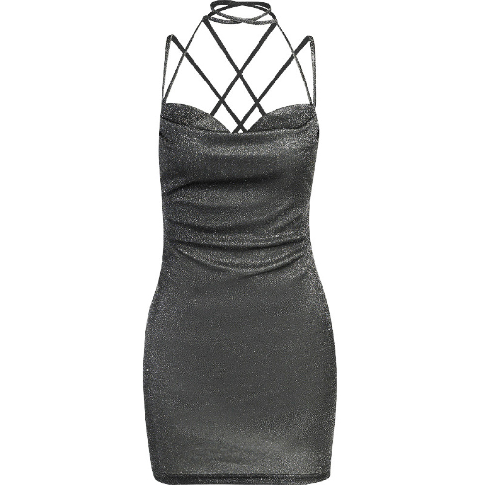 Knit Spaghetti Strap Open Back Mini Dress