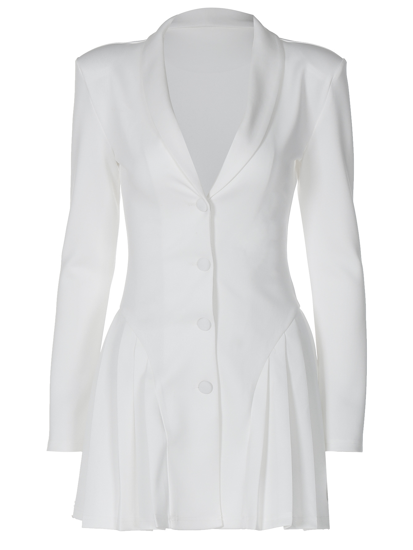 Solid Color Deep V-Neck Blazer Collar Open Front Ruffle Mini Dress