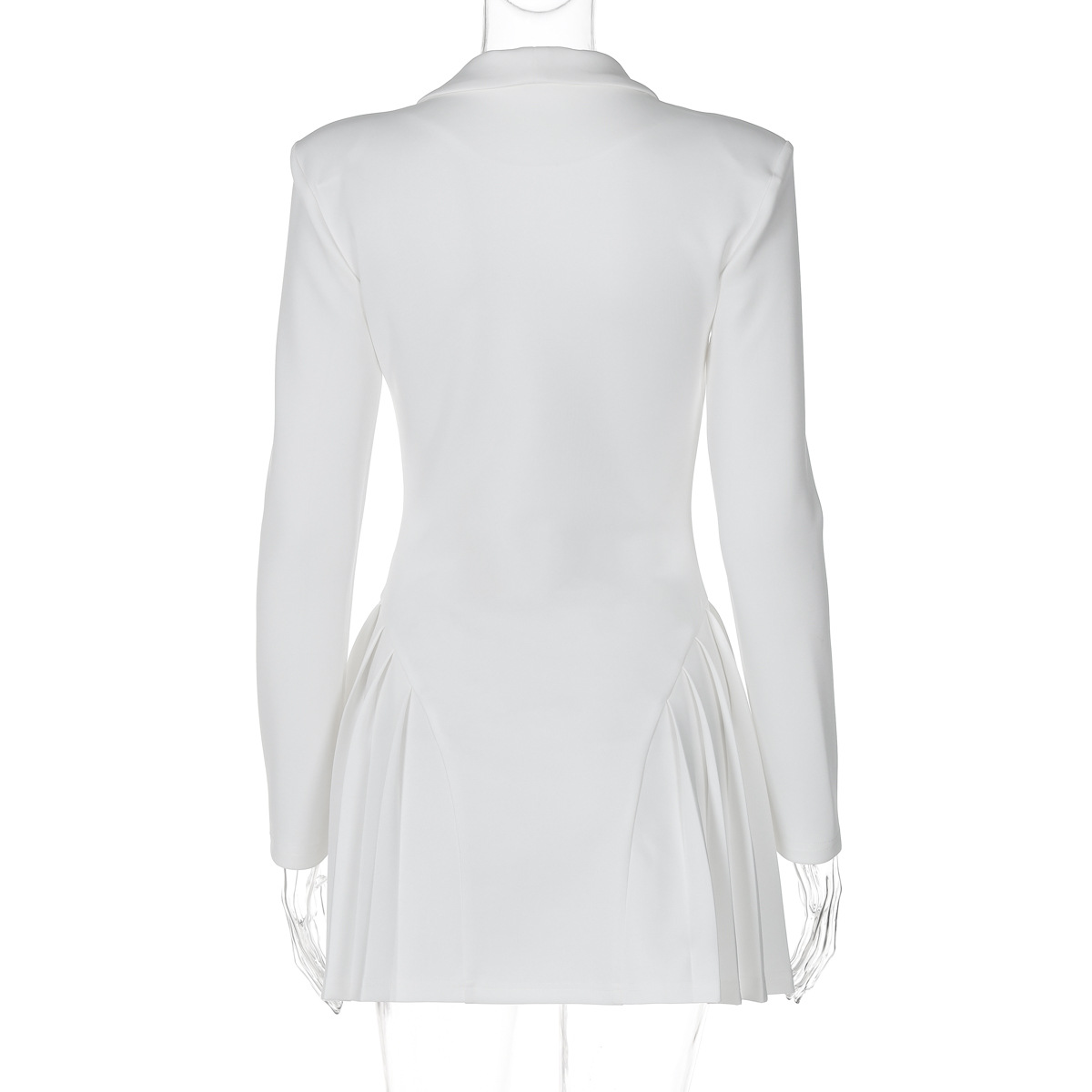 Solid Color Deep V-Neck Blazer Collar Open Front Ruffle Mini Dress