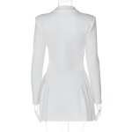 Solid Color Deep V-Neck Blazer Collar Open Front Ruffle Mini Dress