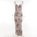 Spaghetti Strap Floral Print Bodycon Maxi Dress