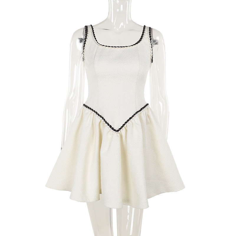 Spaghetti Strap Color-Block Waist Cinch Mini Dress