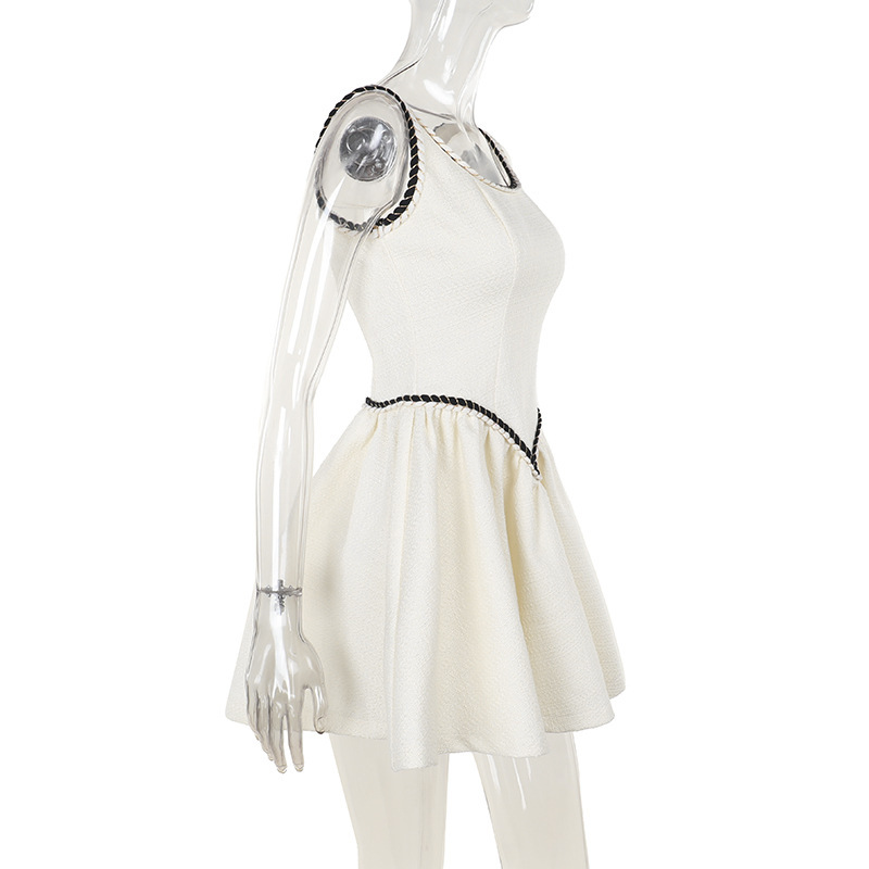 Spaghetti Strap Color-Block Waist Cinch Mini Dress