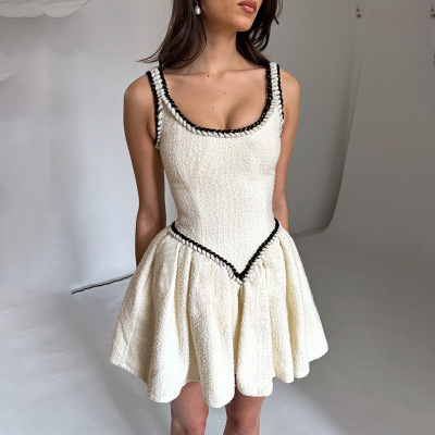 Spaghetti Strap Color-Block Waist Cinch Mini Dress 02