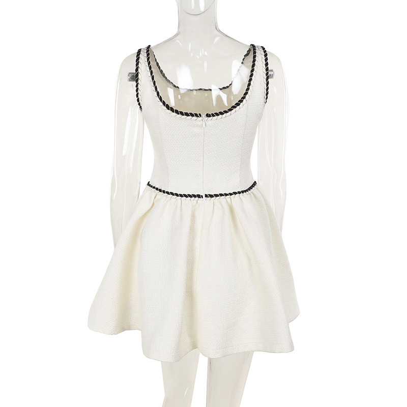 Spaghetti Strap Color-Block Waist Cinch Mini Dress