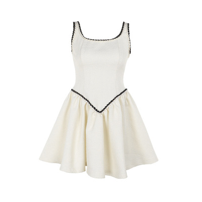 Spaghetti Strap Color-Block Waist Cinch Mini Dress 01