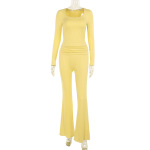 Square Neck Ruched Solid Color 2-Piece Set