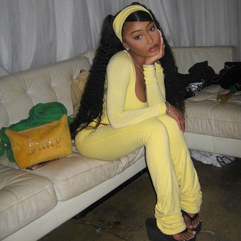 Square Neck Ruched Solid Color 2-Piece Set