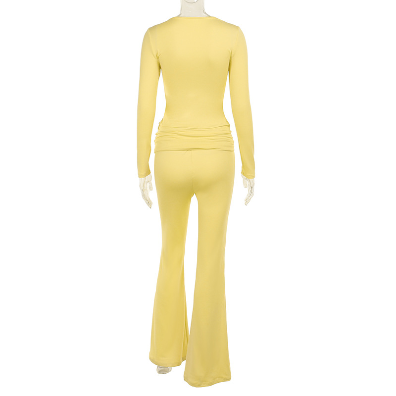Square Neck Ruched Solid Color 2-Piece Set