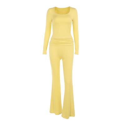 Square Neck Ruched Solid Color 2-Piece Set 01