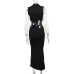 Floral Print High Neck Long Dress – Women's Elegant A-Line Maxi Dress