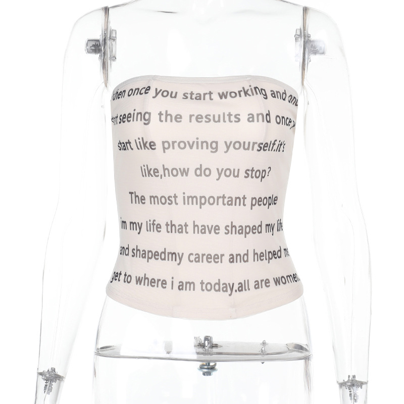 Letter Print Strapless Crop Top