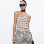 Letter Print Strapless Crop Top