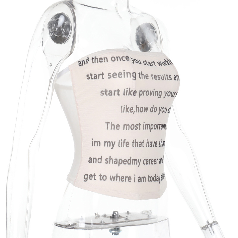 Letter Print Strapless Crop Top