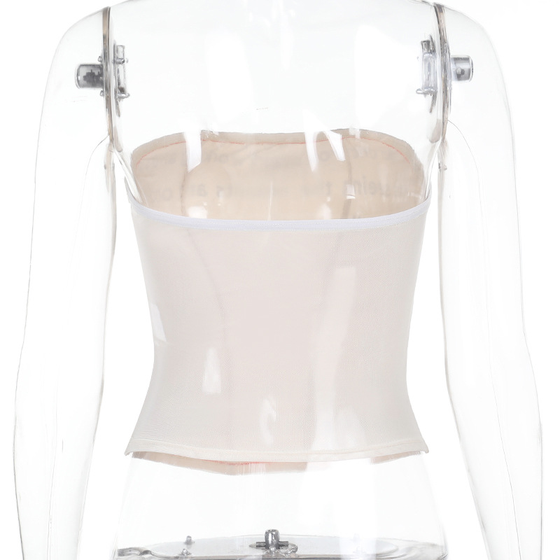 Letter Print Strapless Crop Top