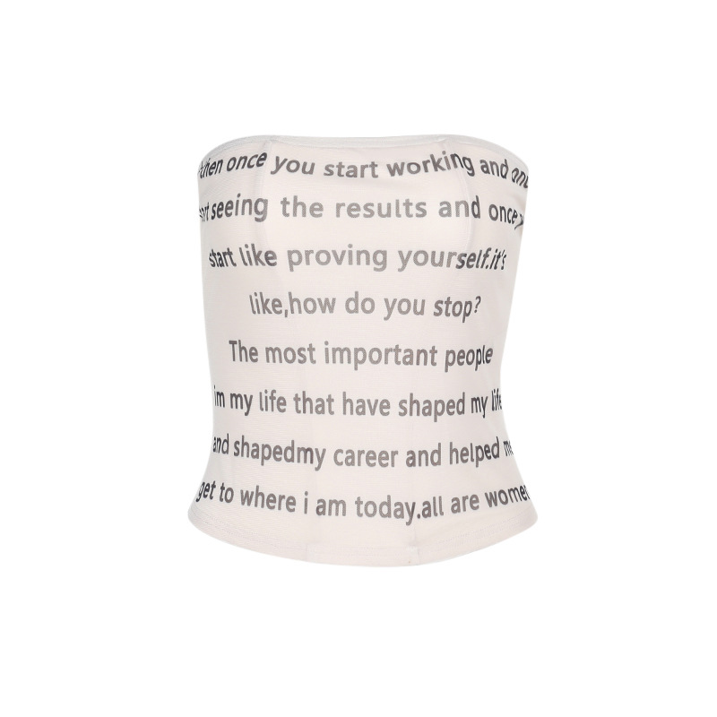 Letter Print Strapless Crop Top