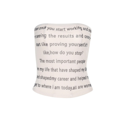 Letter Print Strapless Crop Top 01