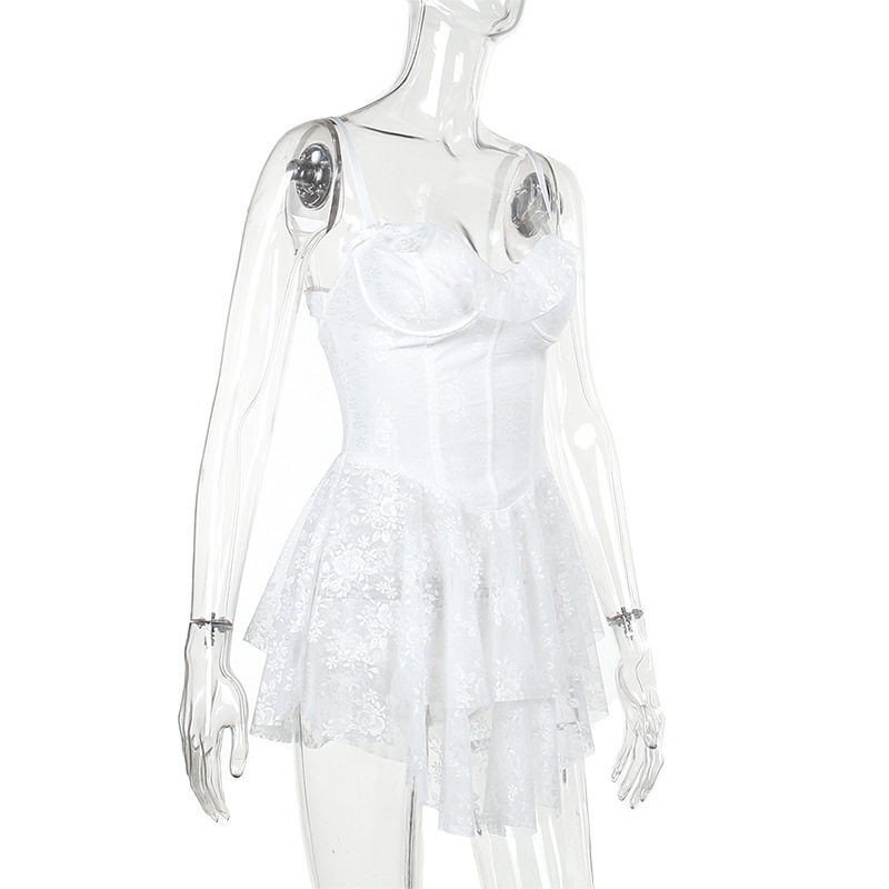 Strapless Ruffle Lace A-Line Mini Dress 