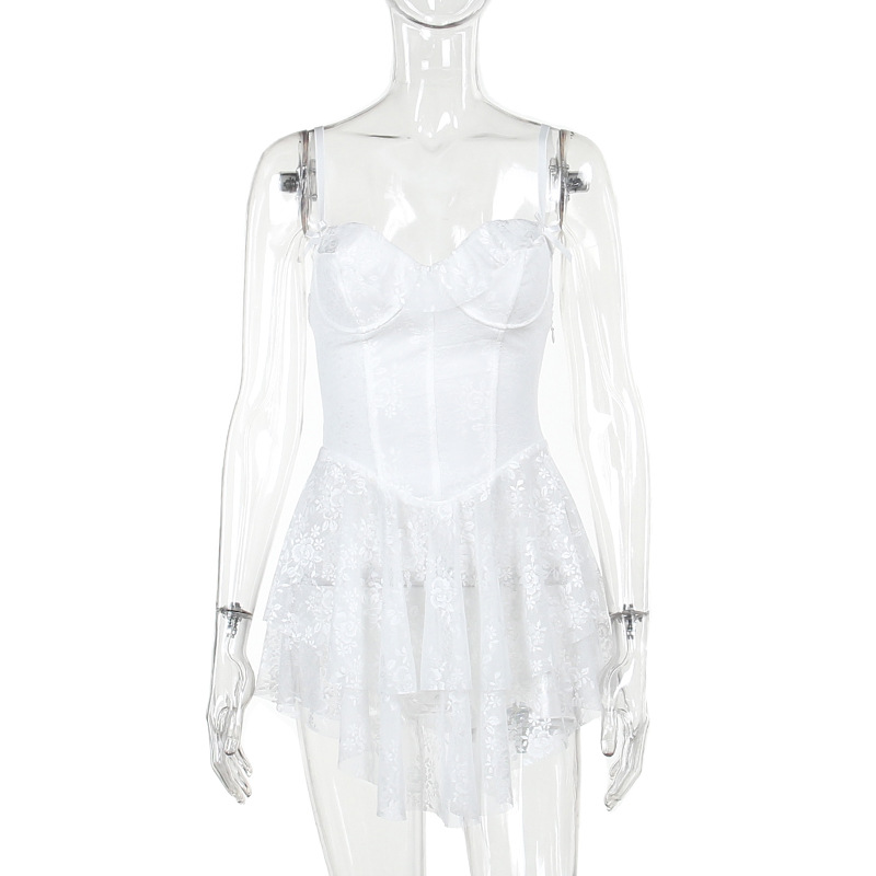 Strapless Ruffle Lace A-Line Mini Dress 