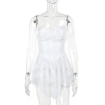 Strapless Ruffle Lace A-Line Mini Dress 