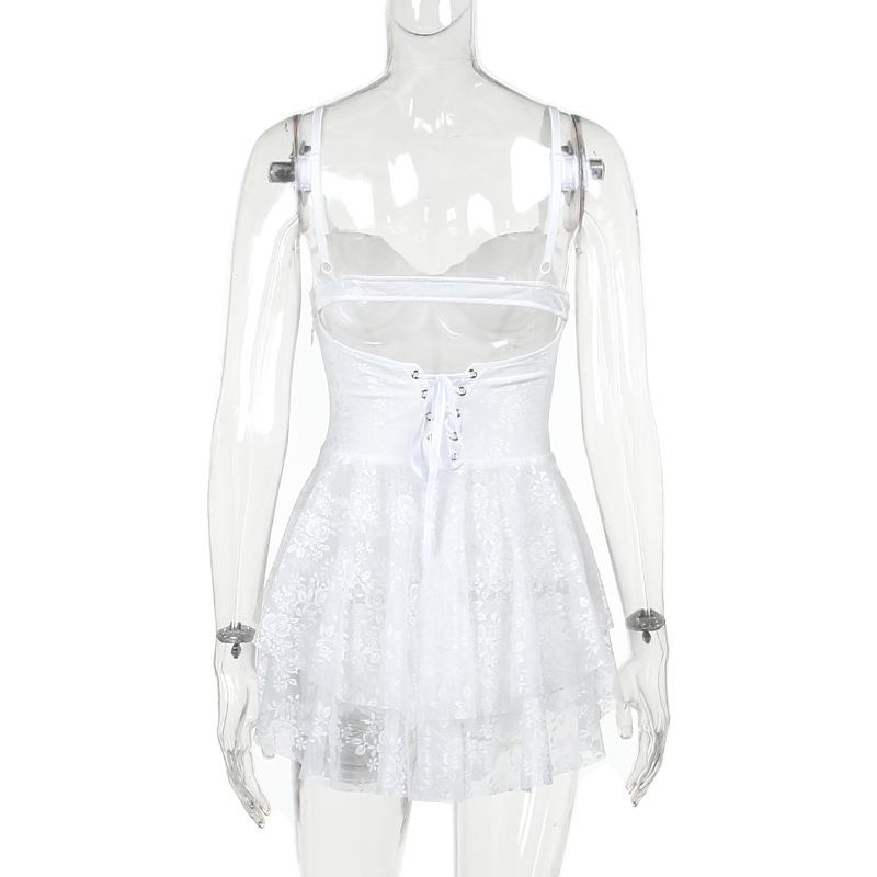 Strapless Ruffle Lace A-Line Mini Dress 