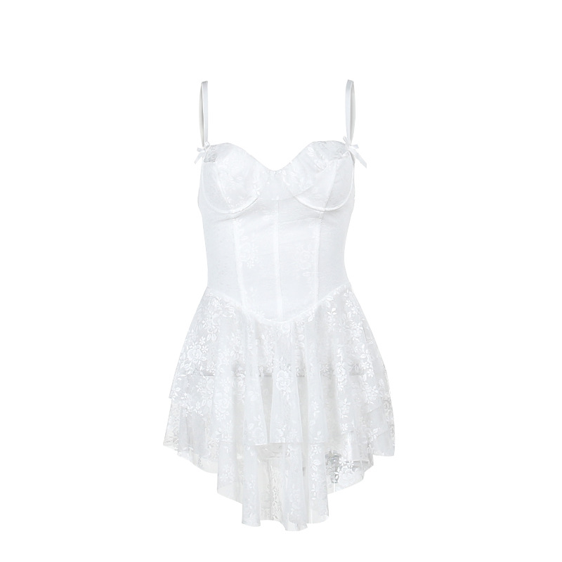 Strapless Ruffle Lace A-Line Mini Dress 
