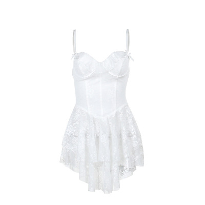 Strapless Ruffle Lace A-Line Mini Dress  01