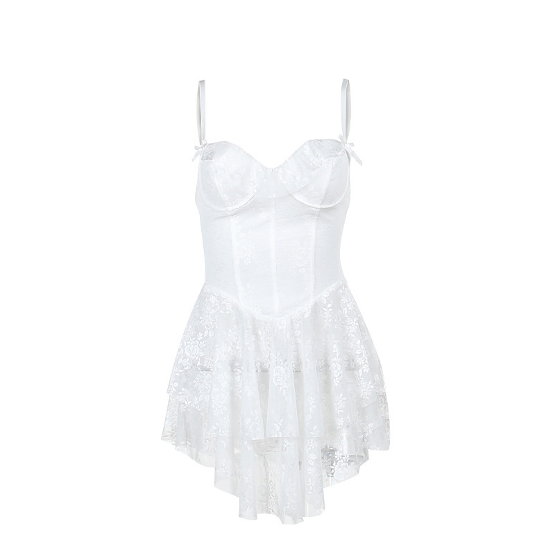 Strapless Ruffle Lace A-Line Mini Dress 
