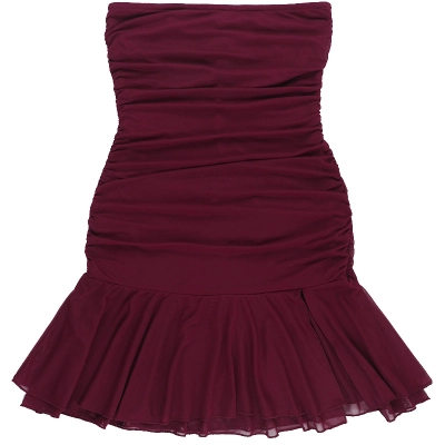 Deep V-Neck Mesh Tube Mini Dress 01