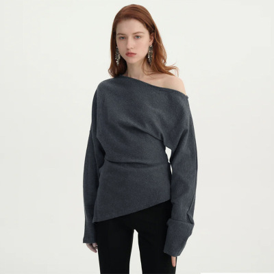 Off-Shoulder Knit Long Sleeve Top  02