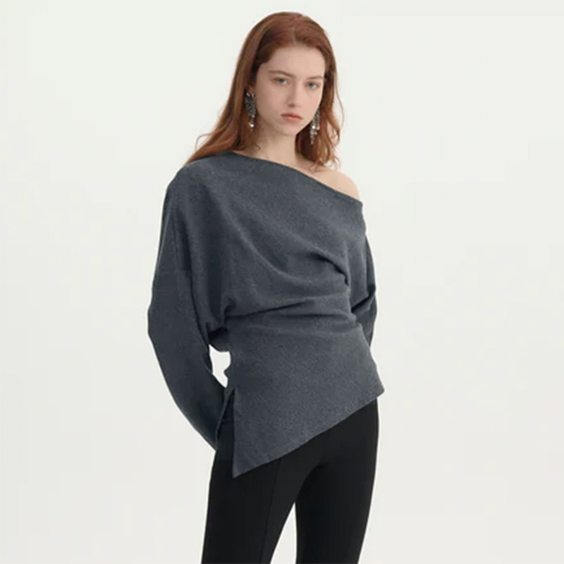 Off-Shoulder Knit Long Sleeve Top 