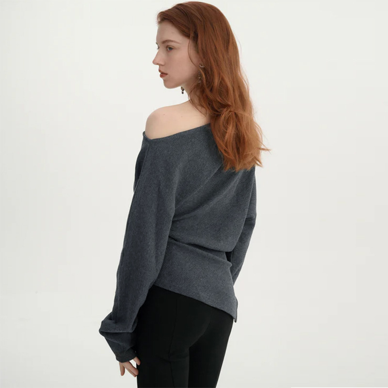 Off-Shoulder Knit Long Sleeve Top 