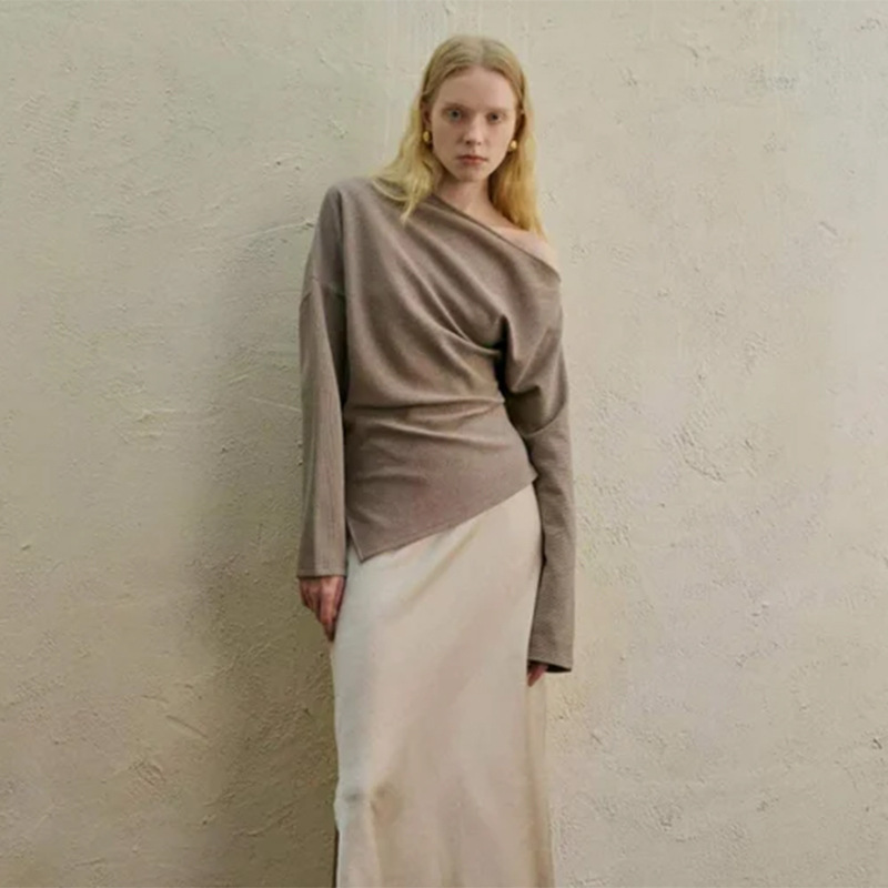 Off-Shoulder Knit Long Sleeve Top 