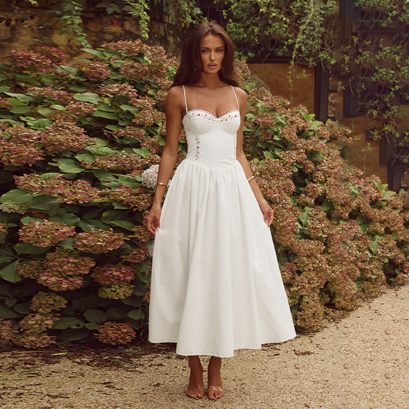 Waist-Cinched Strapless Long Dress