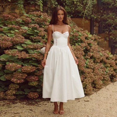 Waist-Cinched Strapless Long Dress 02