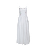 Waist-Cinched Strapless Long Dress