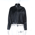 Women's Faux Leather Jacket 2025 Fall Winter New Short Biker Jacket