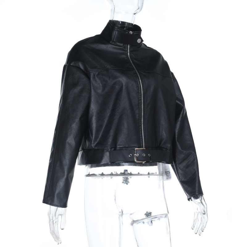 Women's Faux Leather Jacket 2025 Fall Winter New Short Biker Jacket