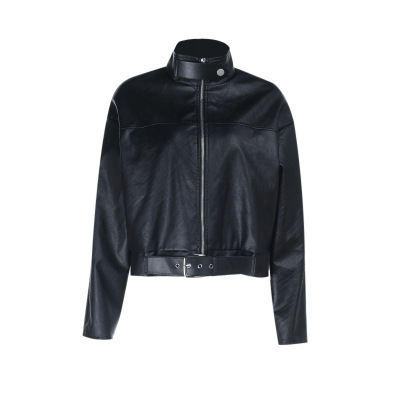 Women's Faux Leather Jacket 2025 Fall Winter New Short Biker Jacket 01
