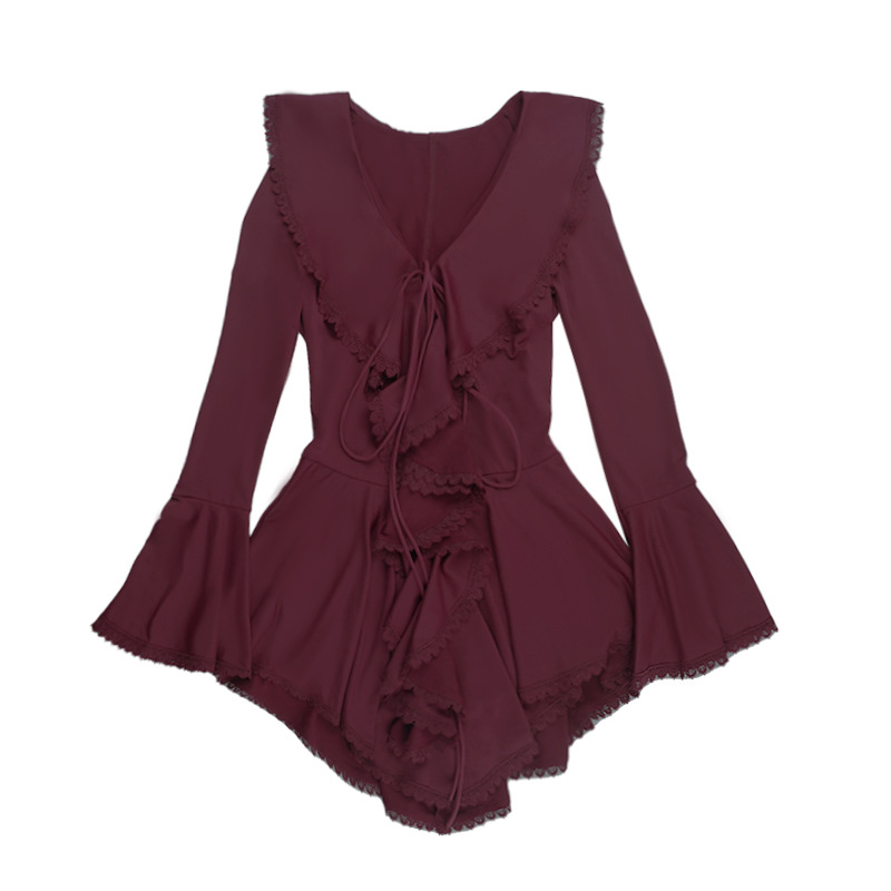 Women's Ruffle Long Sleeve Mini Dress Fall New Sexy Bodycon A-Line Dress
