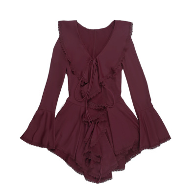 Women's Ruffle Long Sleeve Mini Dress Fall New Sexy Bodycon A-Line Dress 01