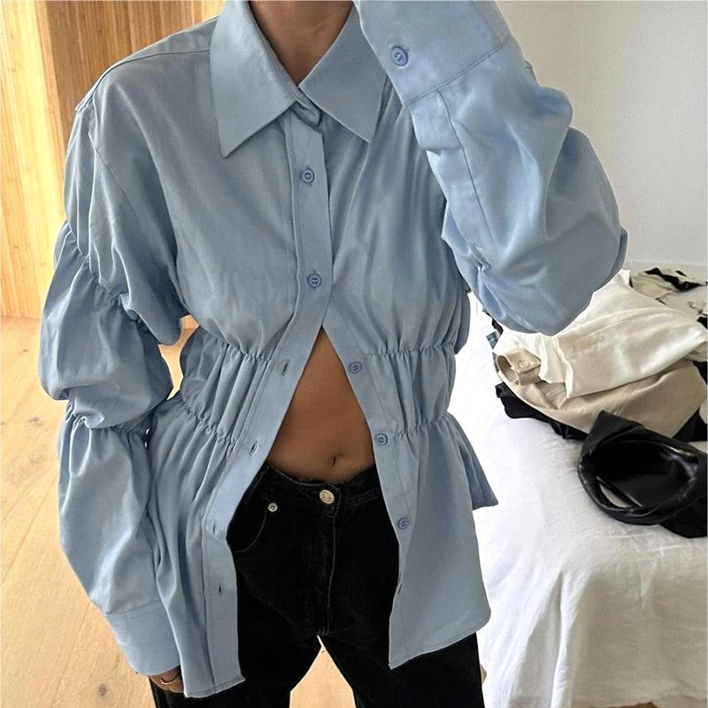 Women's Ruffled Long Sleeve Blouse 2025 New Fashion V-Neck Dressy Casual Shirt