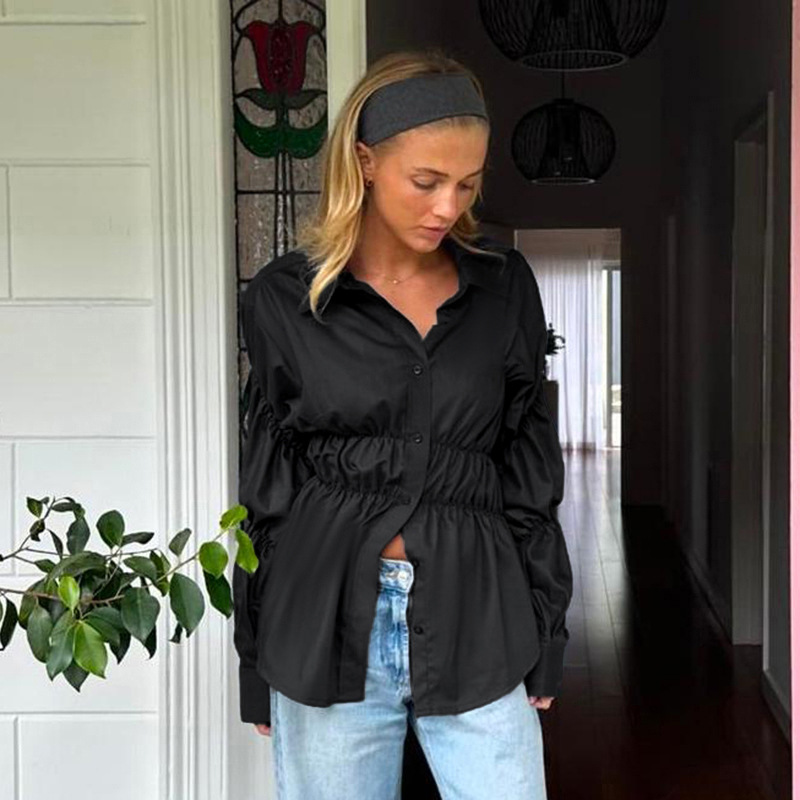 Women's Ruffled Long Sleeve Blouse 2025 New Fashion V-Neck Dressy Casual Shirt