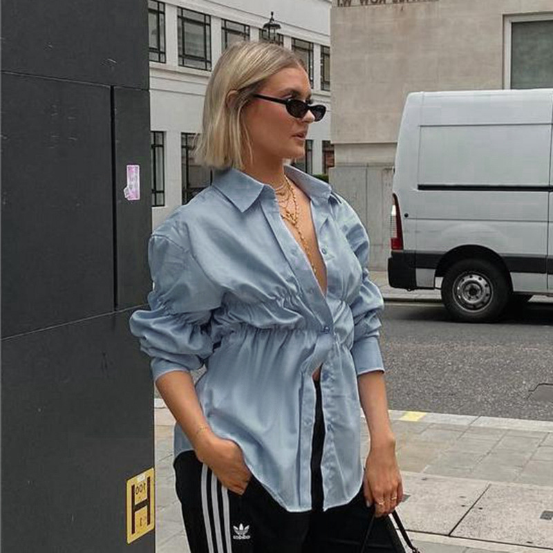 Women's Ruffled Long Sleeve Blouse 2025 New Fashion V-Neck Dressy Casual Shirt